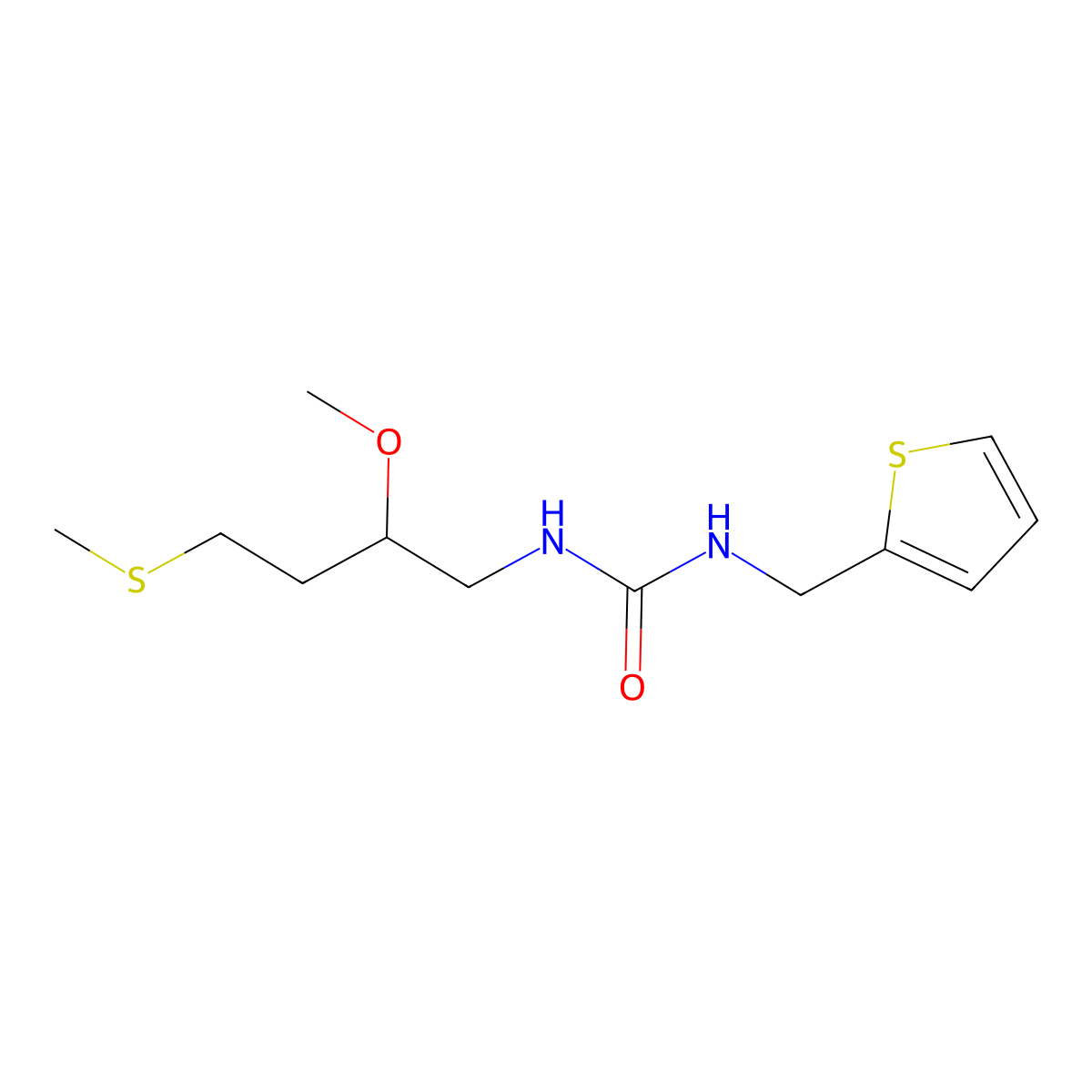 3-[2-Methoxy-4-(methylsulfanyl)butyl]-1-[(thiophen-2-yl)methyl]urea molecular structure, CAS 2310122-91-7
