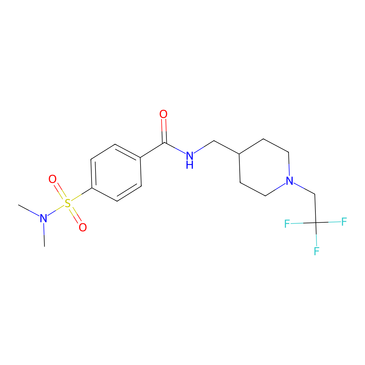 4-(dimethylsulfamoyl)-N-{[1-(2,2,2-trifluoroethyl)piperidin-4-yl]methyl}benzamide molecular structure, CAS 2310123-15-8