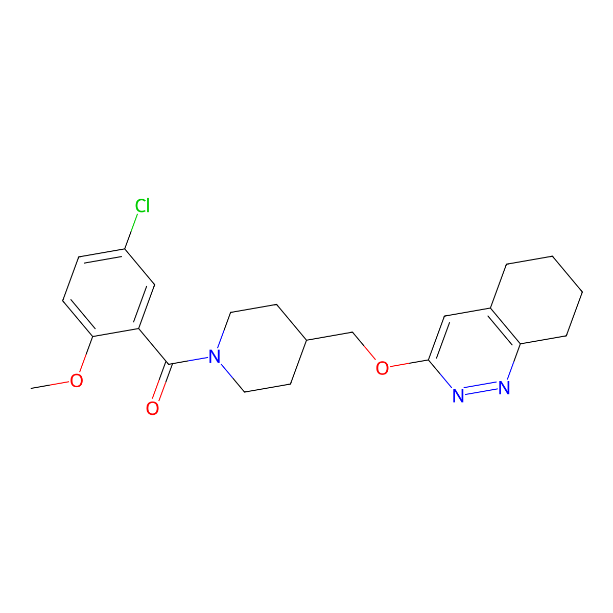 3-{[1-(5-Chloro-2-methoxybenzoyl)piperidin-4-yl]methoxy}-5,6,7,8-tetrahydrocinnoline molecular structure, CAS 2310123-23-8