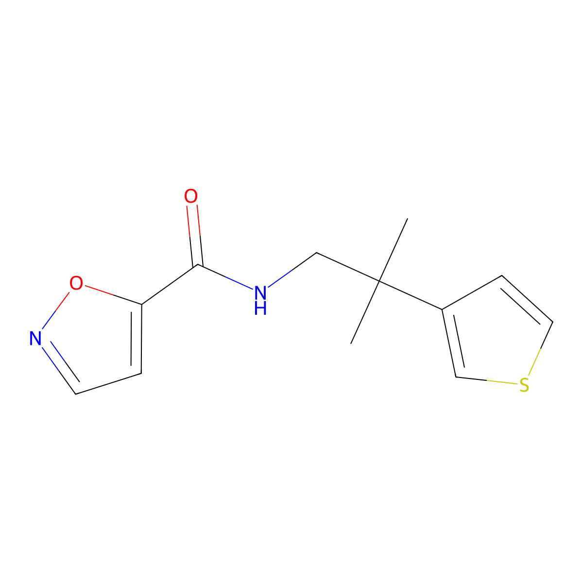 N-[2-methyl-2-(thiophen-3-yl)propyl]-1,2-oxazole-5-carboxamide molecular structure, CAS 2310123-38-5