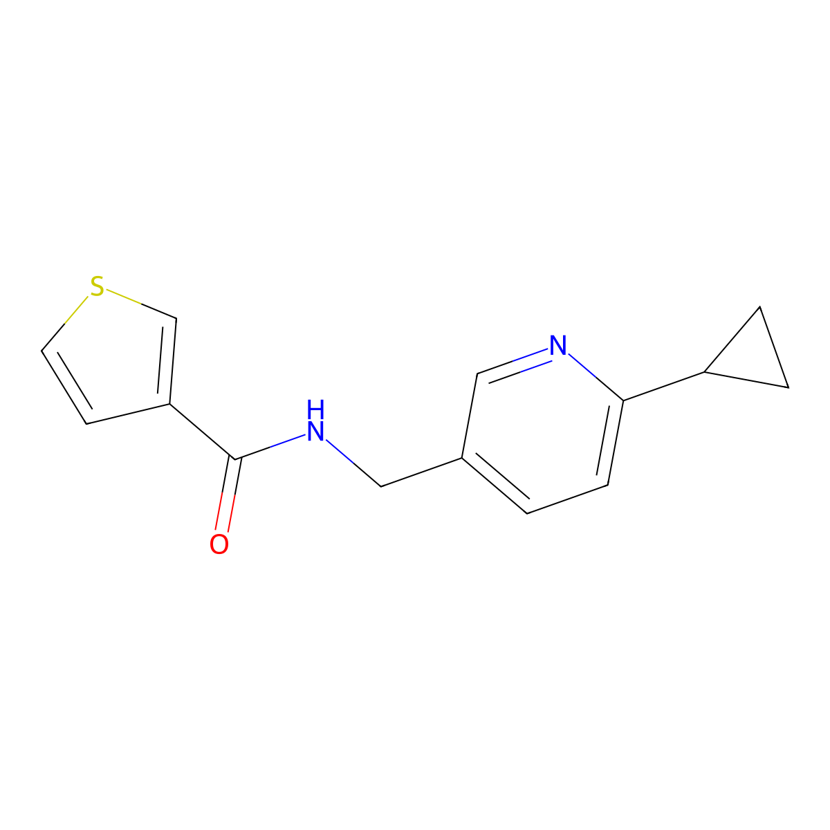 N-[(6-cyclopropylpyridin-3-yl)methyl]thiophene-3-carboxamide molecular structure, CAS 2310123-85-2