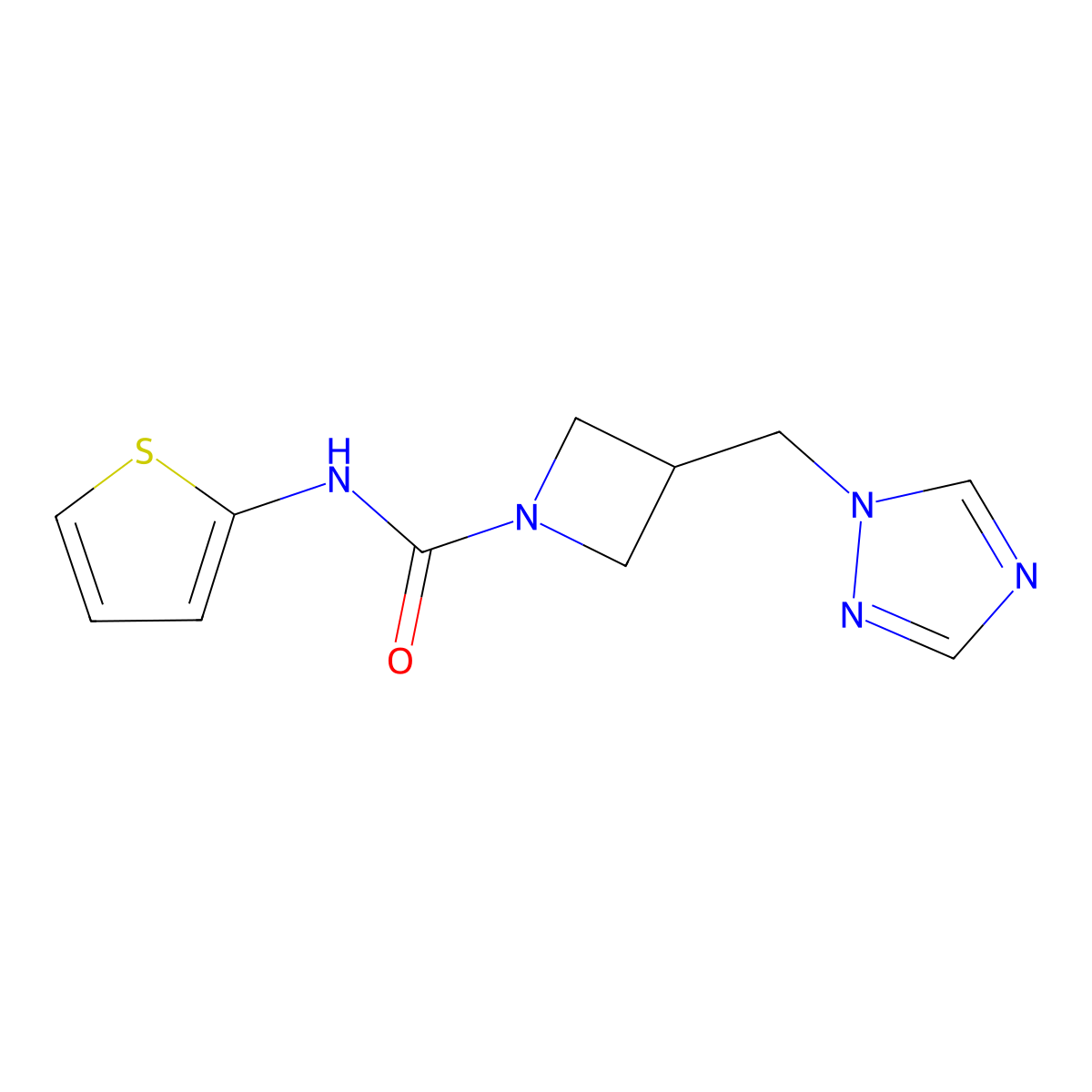 N-(thiophen-2-yl)-3-[(1H-1,2,4-triazol-1-yl)methyl]azetidine-1-carboxamide molecular structure, CAS 2310123-92-1