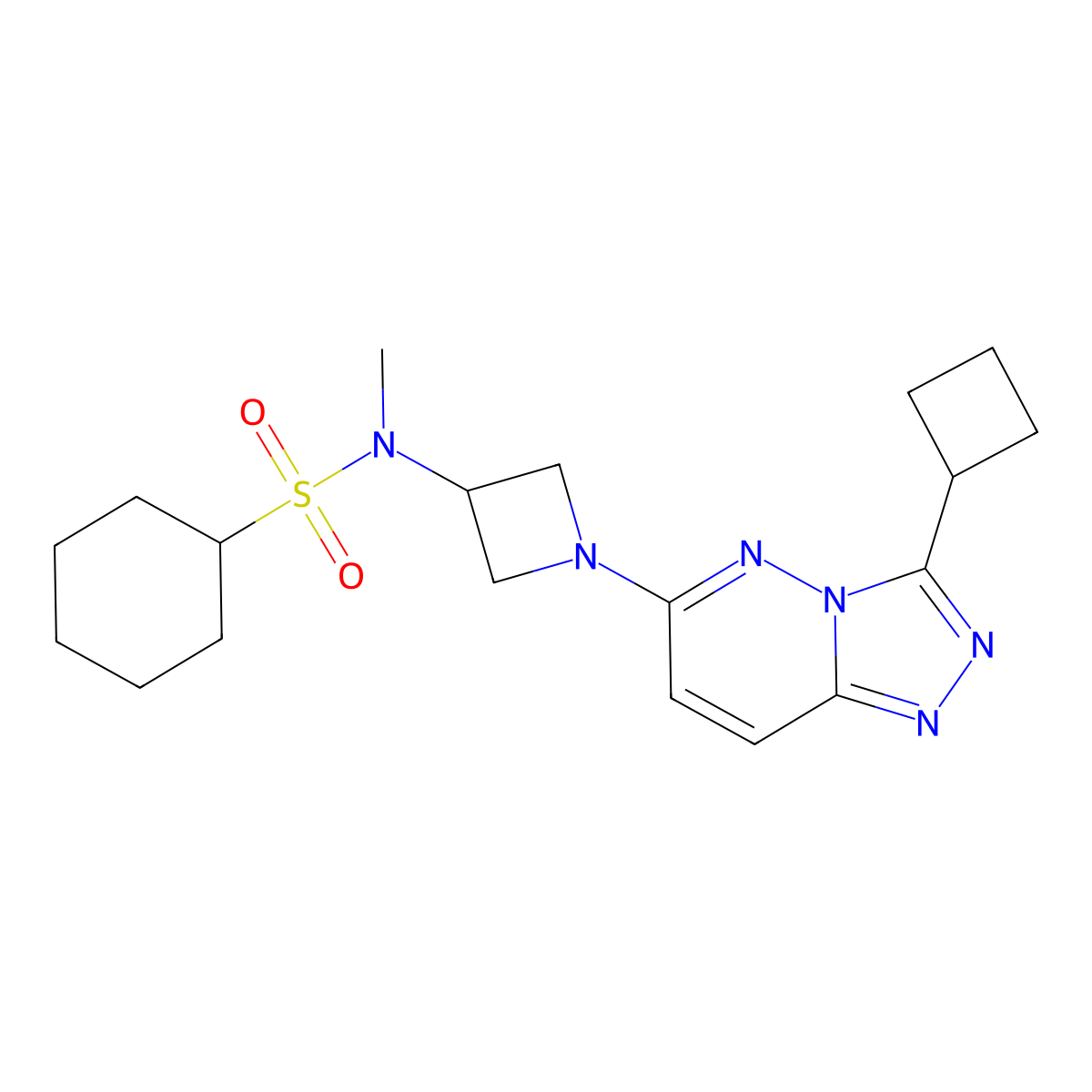 N-(1-{3-cyclobutyl-[1,2,4]triazolo[4,3-b]pyridazin-6-yl}azetidin-3-yl)-N-methylcyclohexanesulfonamide molecular structure, CAS 2310123-95-4