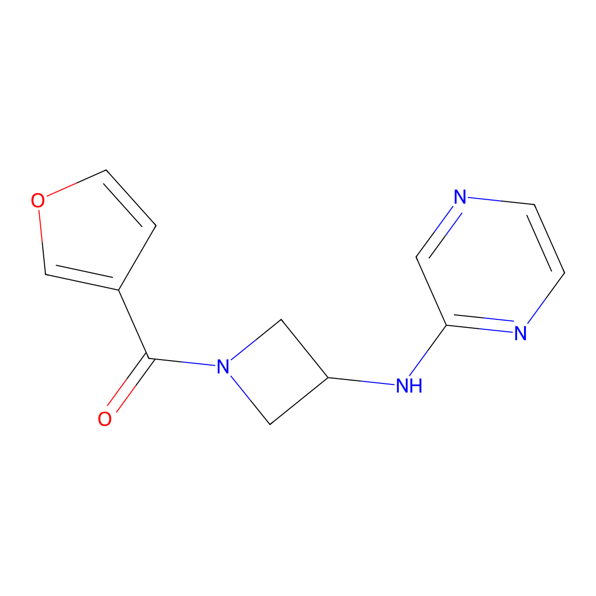 Furan-3-yl(3-(pyrazin-2-ylamino)azetidin-1-yl)methanone molecular structure, CAS 2310124-00-4