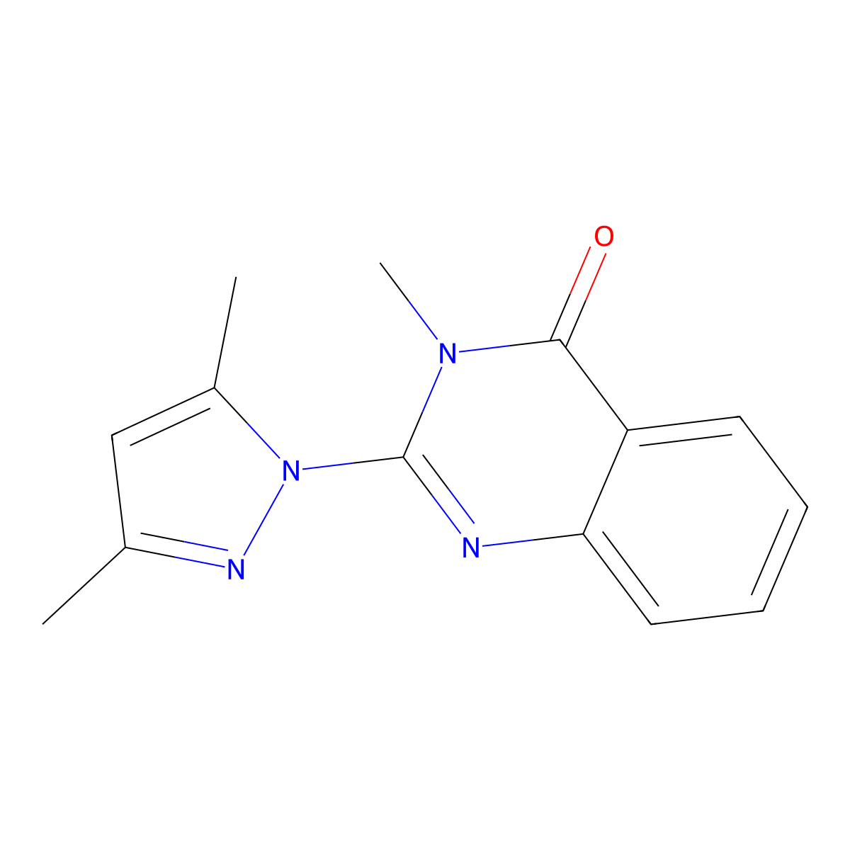 2-(3,5-dimethyl-1H-pyrazol-1-yl)-3-methyl-3,4-dihydroquinazolin-4-one molecular structure, CAS 2310124-03-7