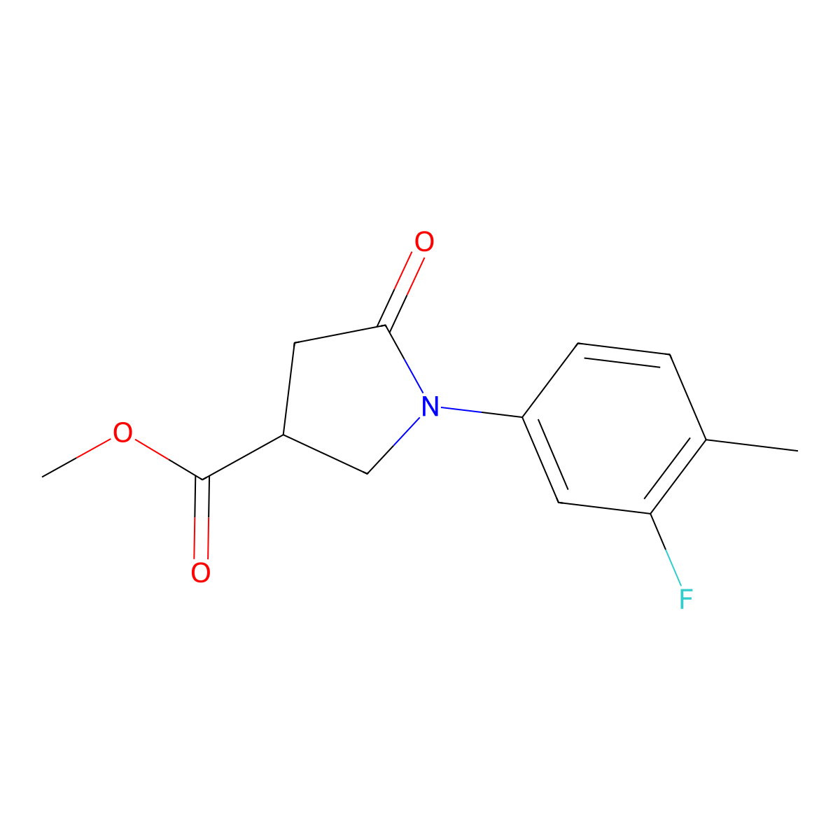 Methyl 1-(3-fluoro-4-methylphenyl)-5-oxopyrrolidine-3-carboxylate molecular structure, CAS 2310124-06-0