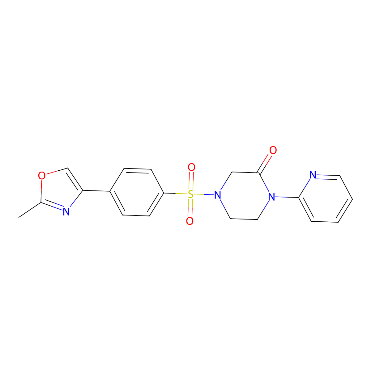 4-[4-(2-Methyl-1,3-oxazol-4-yl)benzenesulfonyl]-1-(pyridin-2-yl)piperazin-2-one molecular structure, CAS 2310124-17-3