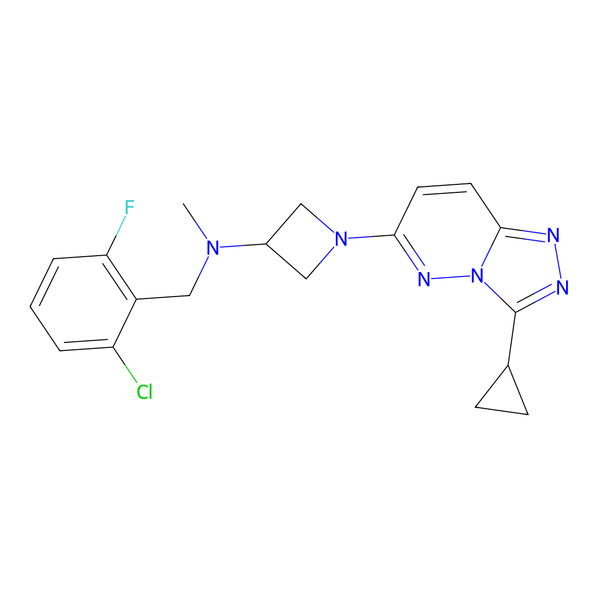 N-[(2-chloro-6-fluorophenyl)methyl]-1-{3-cyclopropyl-[1,2,4]triazolo[4,3-b]pyridazin-6-yl}-N-methylazetidin-3-amine molecular structure, CAS 2310124-22-0