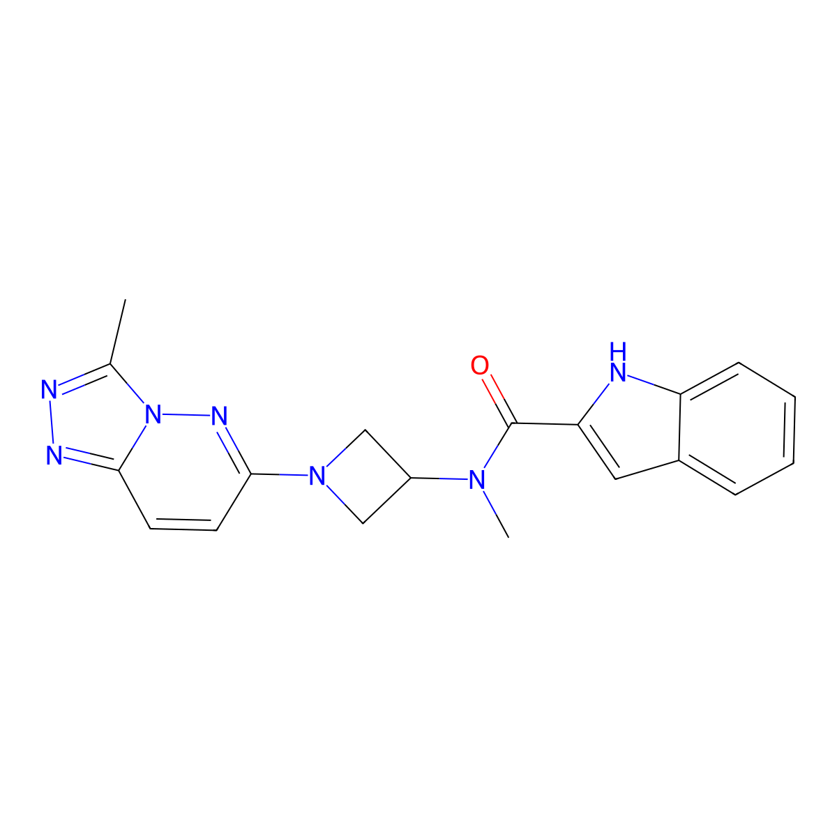 N-methyl-N-(1-{3-methyl-[1,2,4]triazolo[4,3-b]pyridazin-6-yl}azetidin-3-yl)-1H-indole-2-carboxamide molecular structure, CAS 2310124-26-4