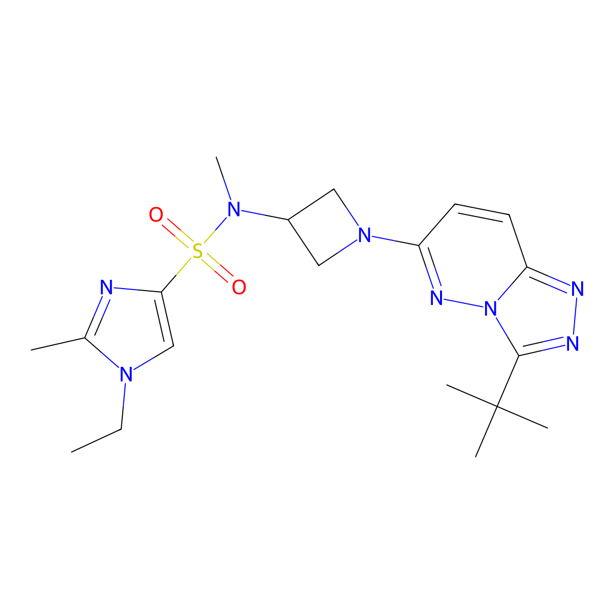 N-(1-{3-tert-butyl-[1,2,4]triazolo[4,3-b]pyridazin-6-yl}azetidin-3-yl)-1-ethyl-N,2-dimethyl-1H-imidazole-4-sulfonamide molecular structure, CAS 2310124-46-8