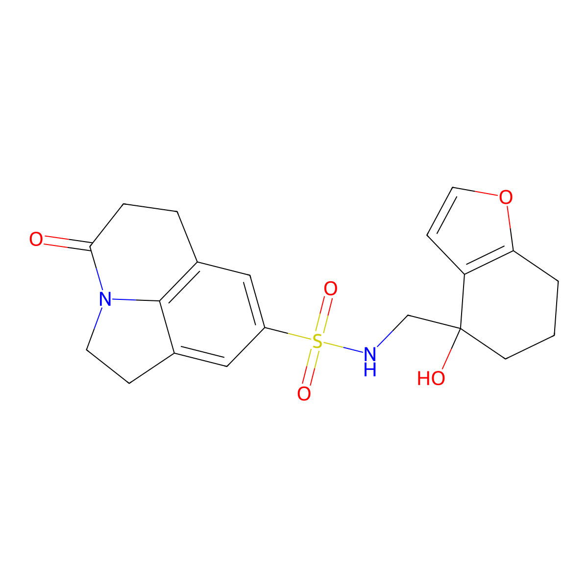N-[(4-hydroxy-4,5,6,7-tetrahydro-1-benzofuran-4-yl)methyl]-11-oxo-1-azatricyclo[6.3.1.0^{4,12}]dodeca-4(12),5,7-triene-6-sulfonamide molecular structure, CAS 2310124-57-1