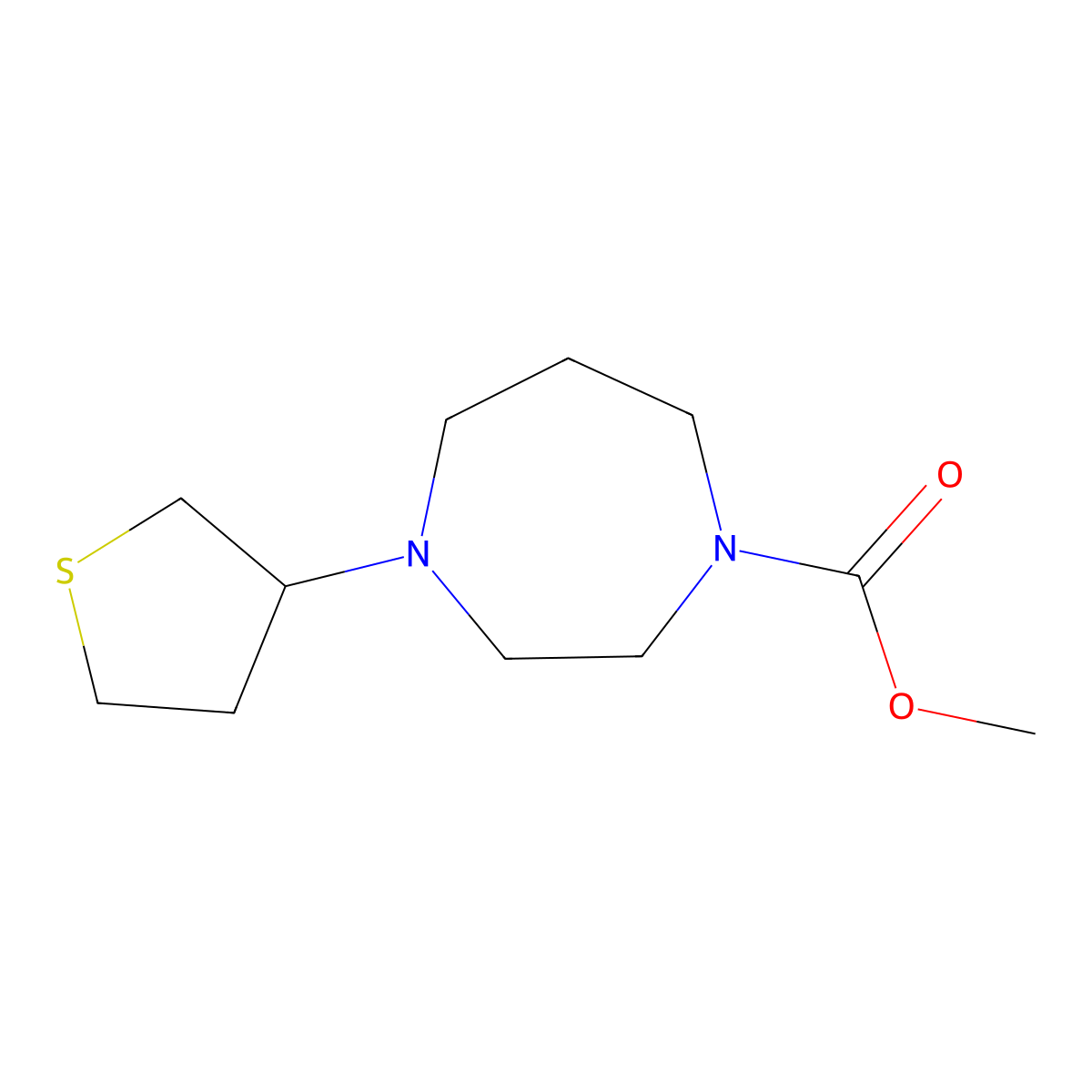 Methyl 4-(thiolan-3-yl)-1,4-diazepane-1-carboxylate molecular structure, CAS 2310124-59-3