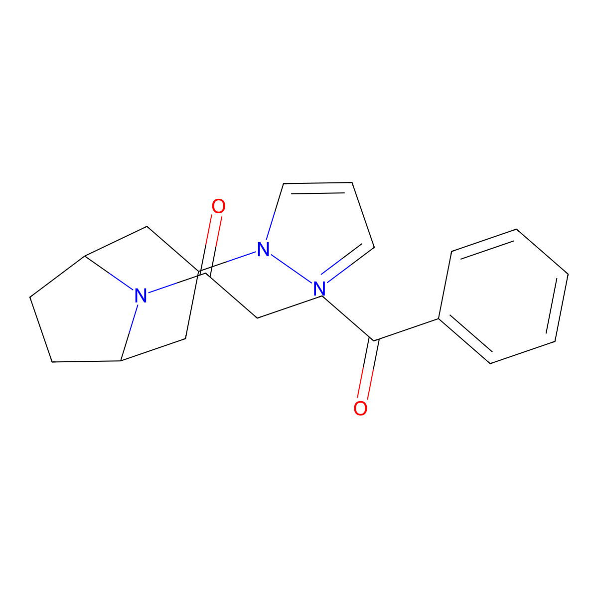 1-phenyl-4-[3-(1H-pyrazol-1-yl)-8-azabicyclo[3.2.1]octan-8-yl]butane-1,4-dione molecular structure, CAS 2310124-80-0