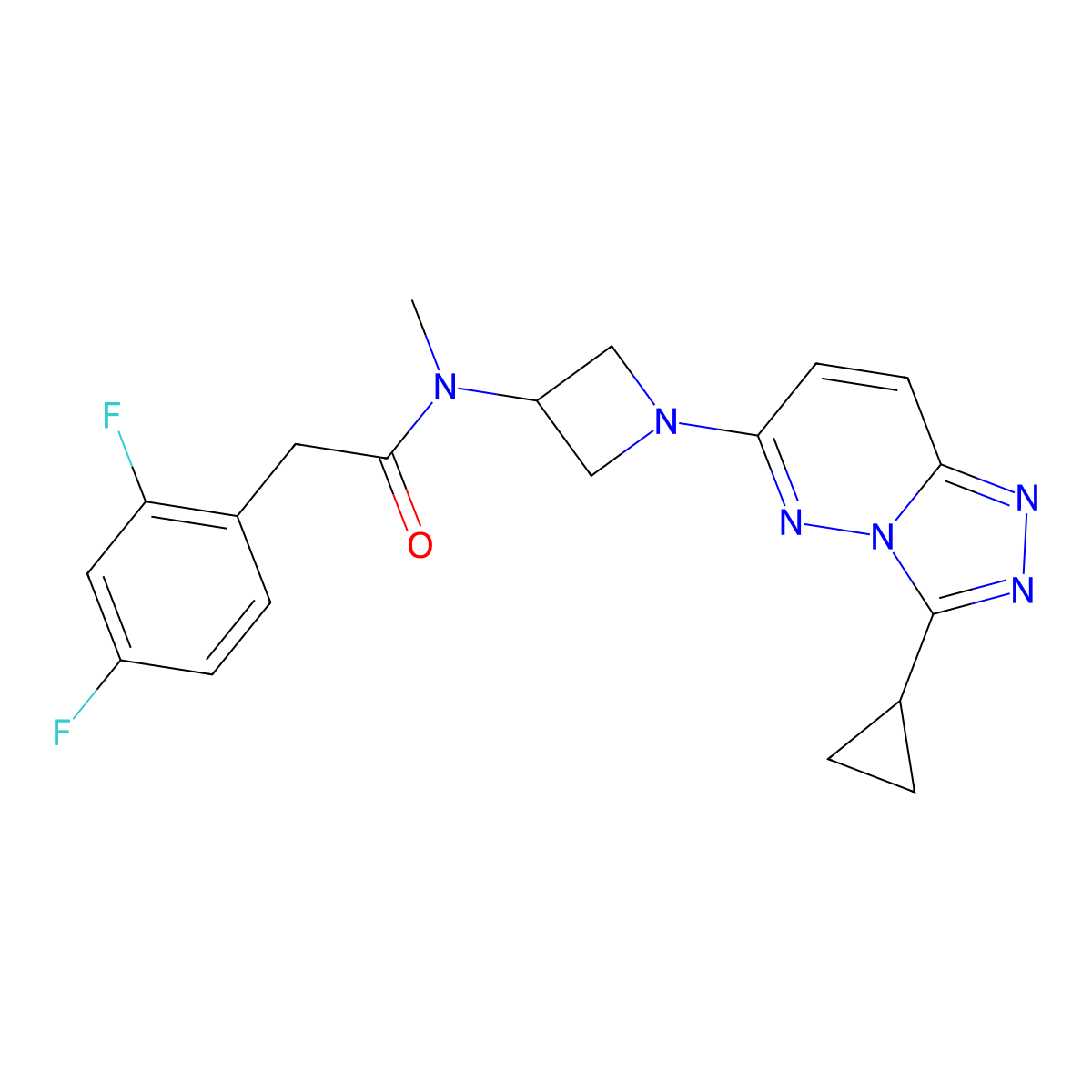 N-(1-{3-cyclopropyl-[1,2,4]triazolo[4,3-b]pyridazin-6-yl}azetidin-3-yl)-2-(2,4-difluorophenyl)-N-methylacetamide molecular structure, CAS 2310125-02-9