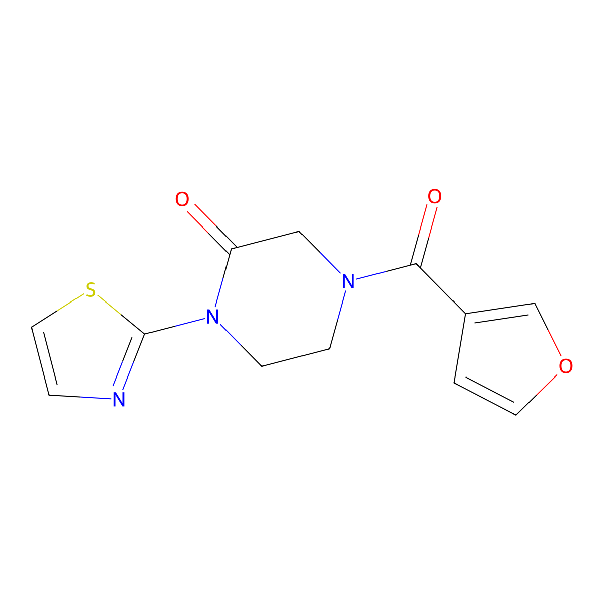 4-(Furan-3-carbonyl)-1-(1,3-thiazol-2-yl)piperazin-2-one molecular structure, CAS 2310125-14-3