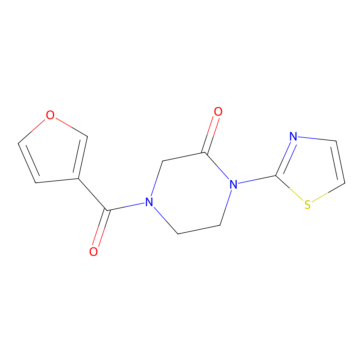 4-(Furan-3-carbonyl)-1-(1,3-thiazol-2-yl)piperazin-2-one molecular structure, CAS 2310125-14-3