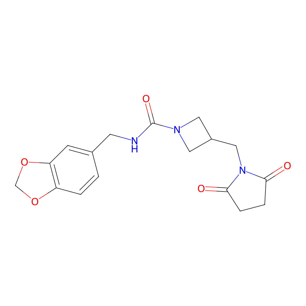 N-[(2H-1,3-benzodioxol-5-yl)methyl]-3-[(2,5-dioxopyrrolidin-1-yl)methyl]azetidine-1-carboxamide molecular structure, CAS 2310125-21-2
