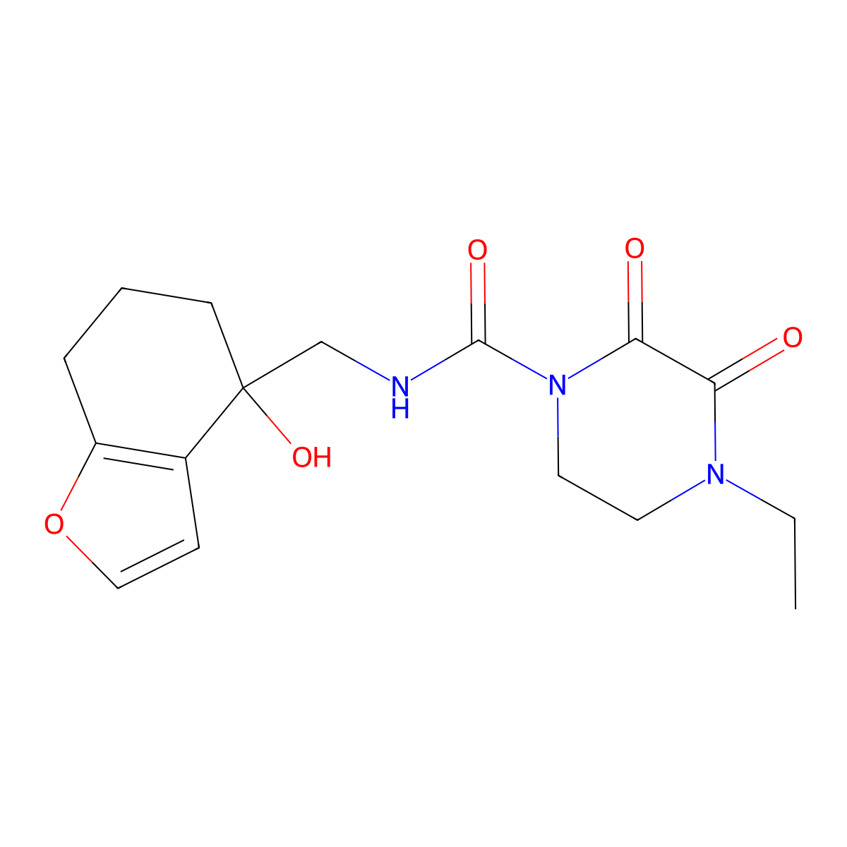 4-ethyl-N-((4-hydroxy-4,5,6,7-tetrahydrobenzofuran-4-yl)methyl)-2,3-dioxopiperazine-1-carboxamide molecular structure, CAS 2310125-22-3