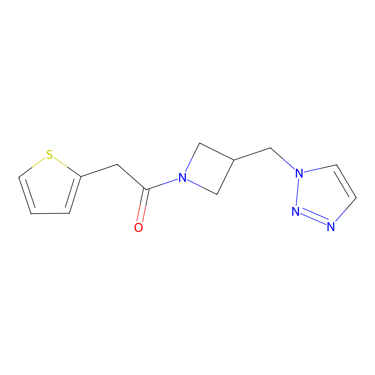 2-(thiophen-2-yl)-1-{3-[(1H-1,2,3-triazol-1-yl)methyl]azetidin-1-yl}ethan-1-one molecular structure, CAS 2310125-44-9