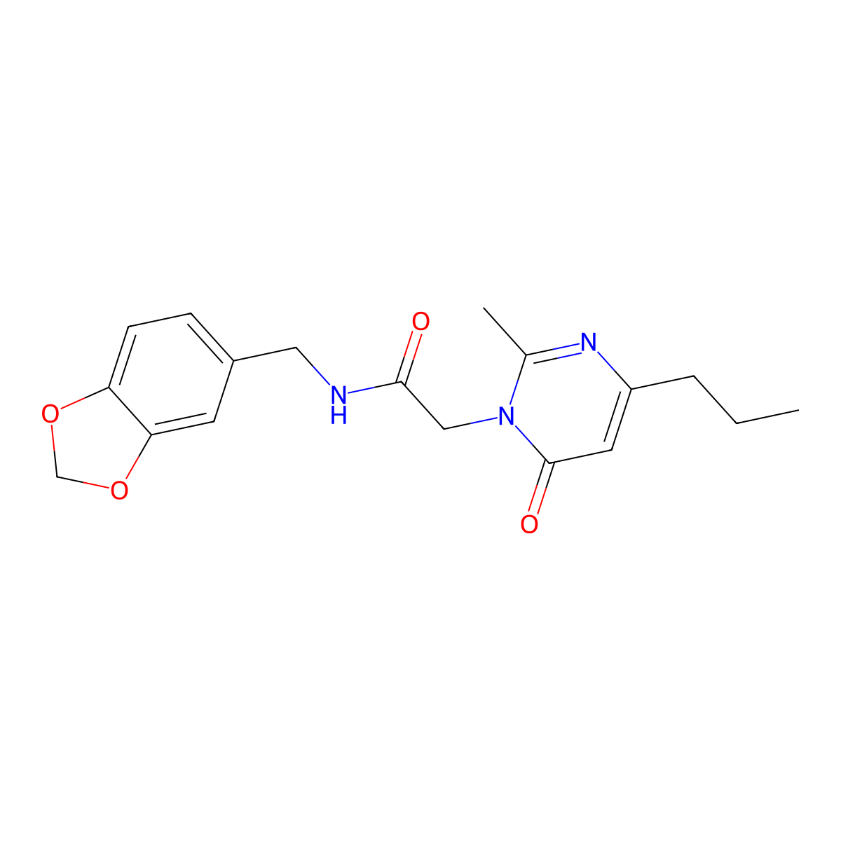 N-[(2H-1,3-benzodioxol-5-yl)methyl]-2-(2-methyl-6-oxo-4-propyl-1,6-dihydropyrimidin-1-yl)acetamide molecular structure, CAS 2310125-55-2