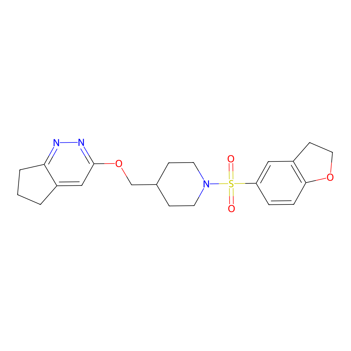 4-({5H,6H,7H-cyclopenta[c]pyridazin-3-yloxy}methyl)-1-(2,3-dihydro-1-benzofuran-5-sulfonyl)piperidine molecular structure, CAS 2310125-56-3
