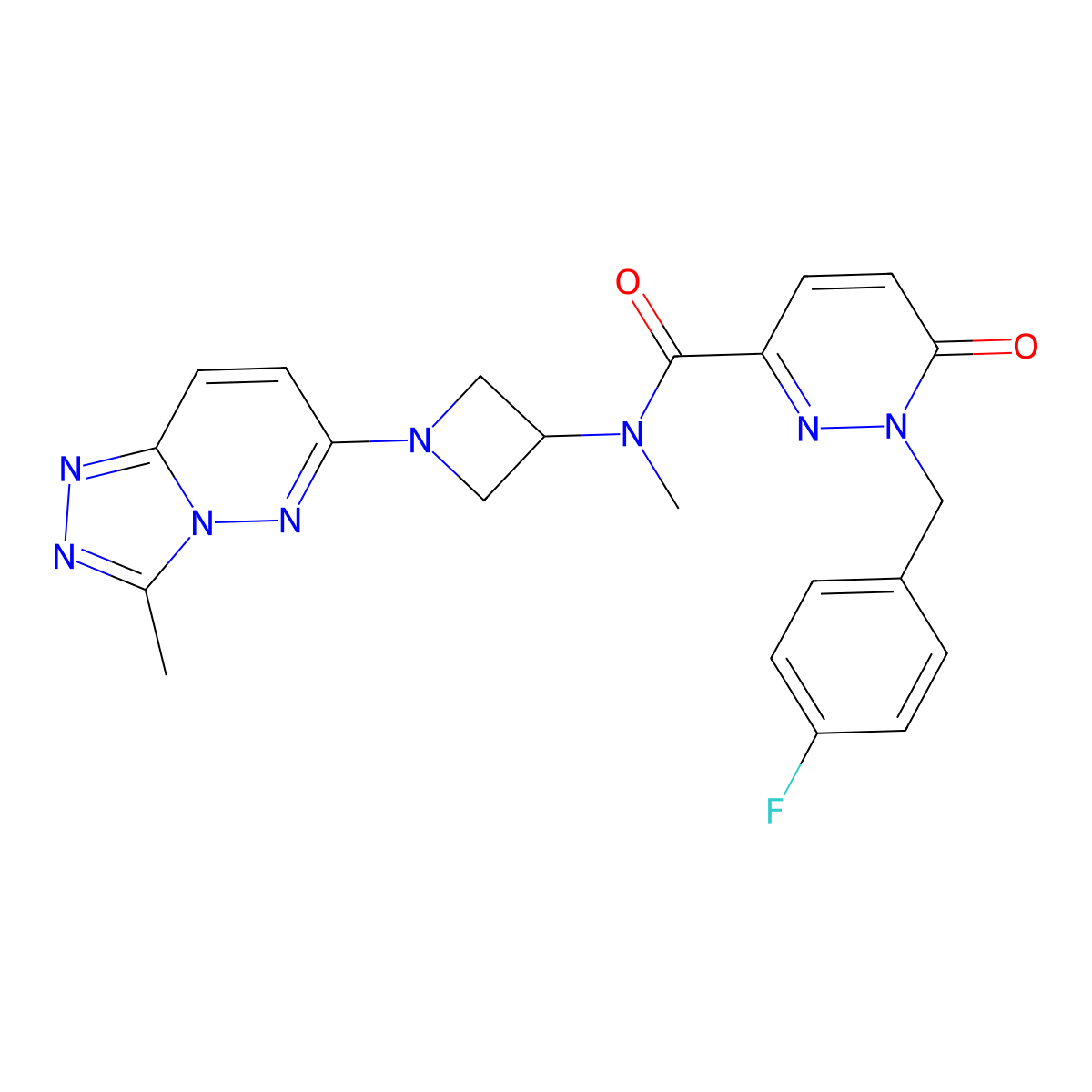 1-[(4-fluorophenyl)methyl]-N-methyl-N-(1-{3-methyl-[1,2,4]triazolo[4,3-b]pyridazin-6-yl}azetidin-3-yl)-6-oxo-1,6-dihydropyridazine-3-carboxamide molecular structure, CAS 2310125-67-6