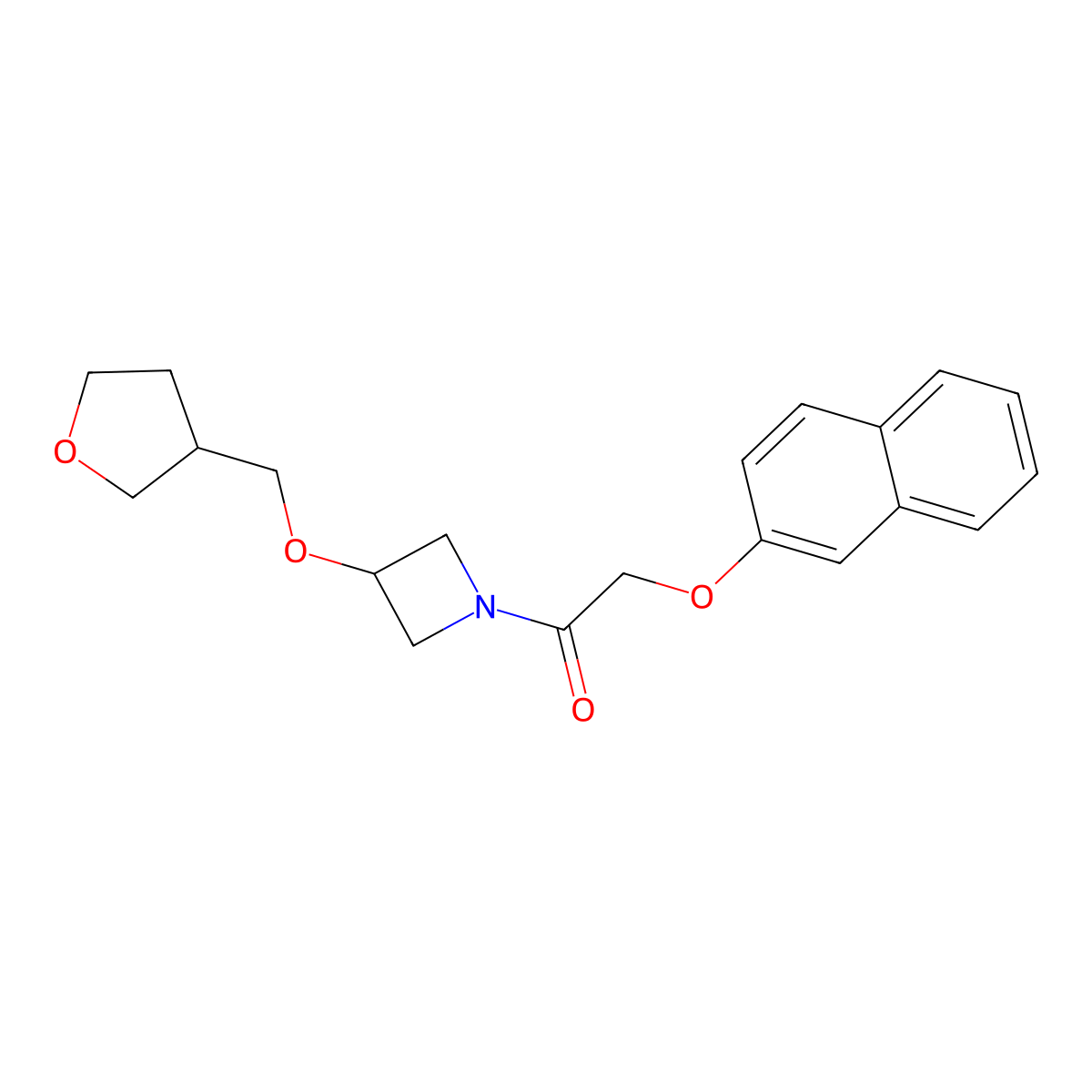 2-(Naphthalen-2-yloxy)-1-{3-[(oxolan-3-yl)methoxy]azetidin-1-yl}ethan-1-one molecular structure, CAS 2310125-79-0