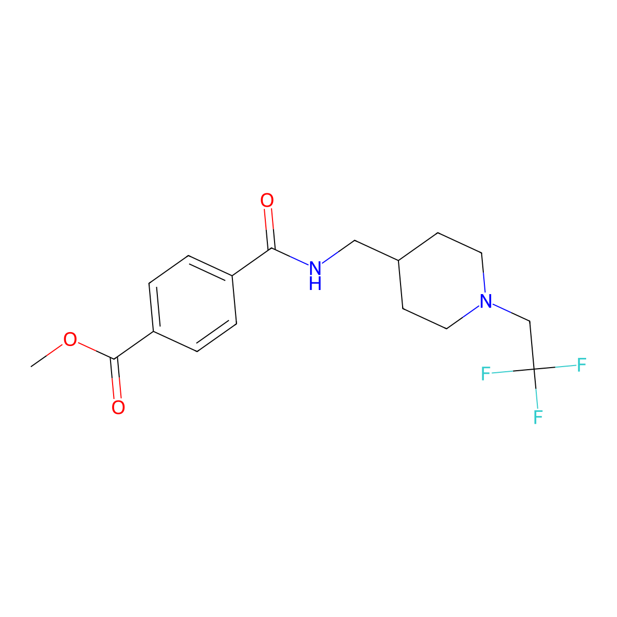 Methyl 4-({[1-(2,2,2-trifluoroethyl)piperidin-4-yl]methyl}carbamoyl)benzoate molecular structure, CAS 2310125-88-1