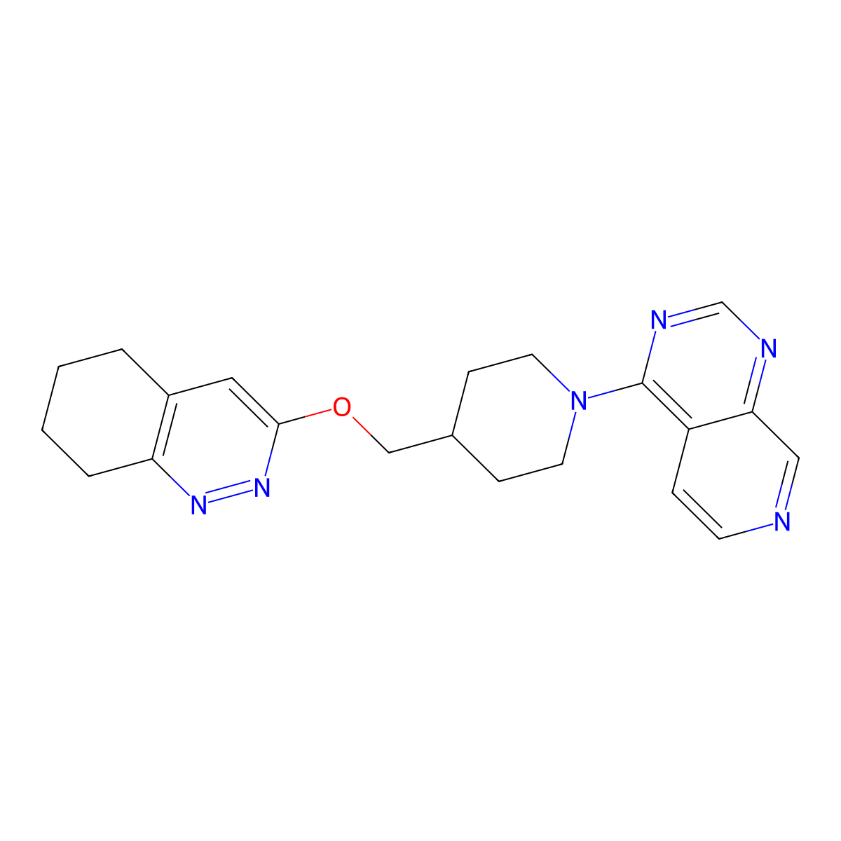 4-(4-(((5,6,7,8-Tetrahydrocinnolin-3-yl)oxy)methyl)piperidin-1-yl)pyrido[3,4-d]pyrimidine molecular structure, CAS 2310125-91-6