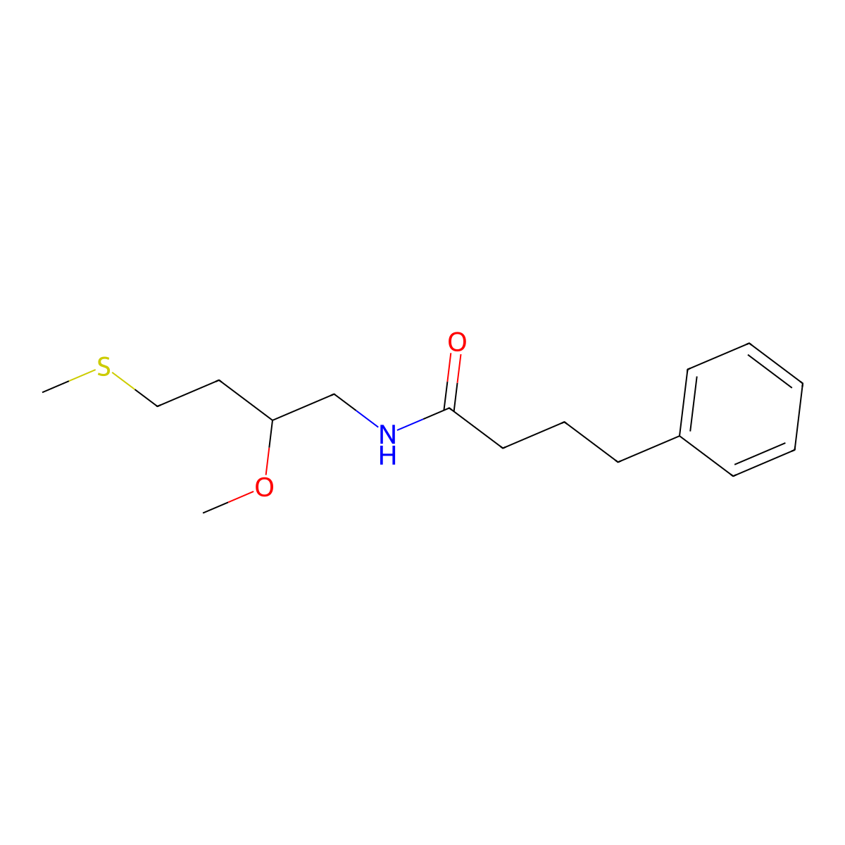 N-[2-methoxy-4-(methylsulfanyl)butyl]-4-phenylbutanamide molecular structure, CAS 2310125-99-4