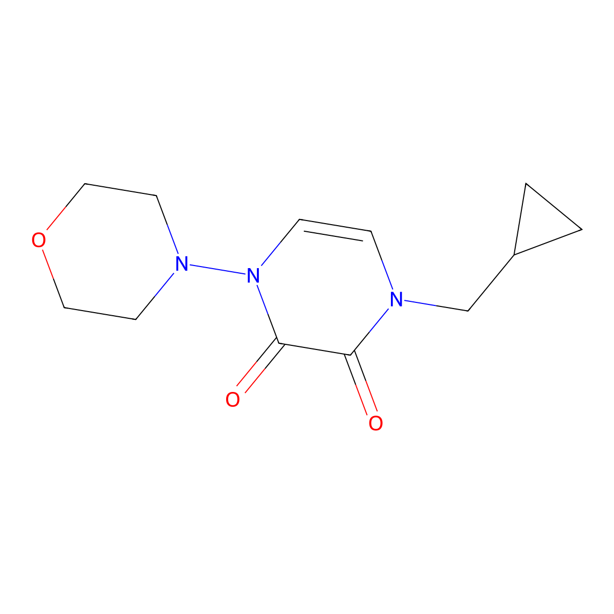 1-(Cyclopropylmethyl)-4-(morpholin-4-yl)-1,2,3,4-tetrahydropyrazine-2,3-dione molecular structure, CAS 2310126-04-4