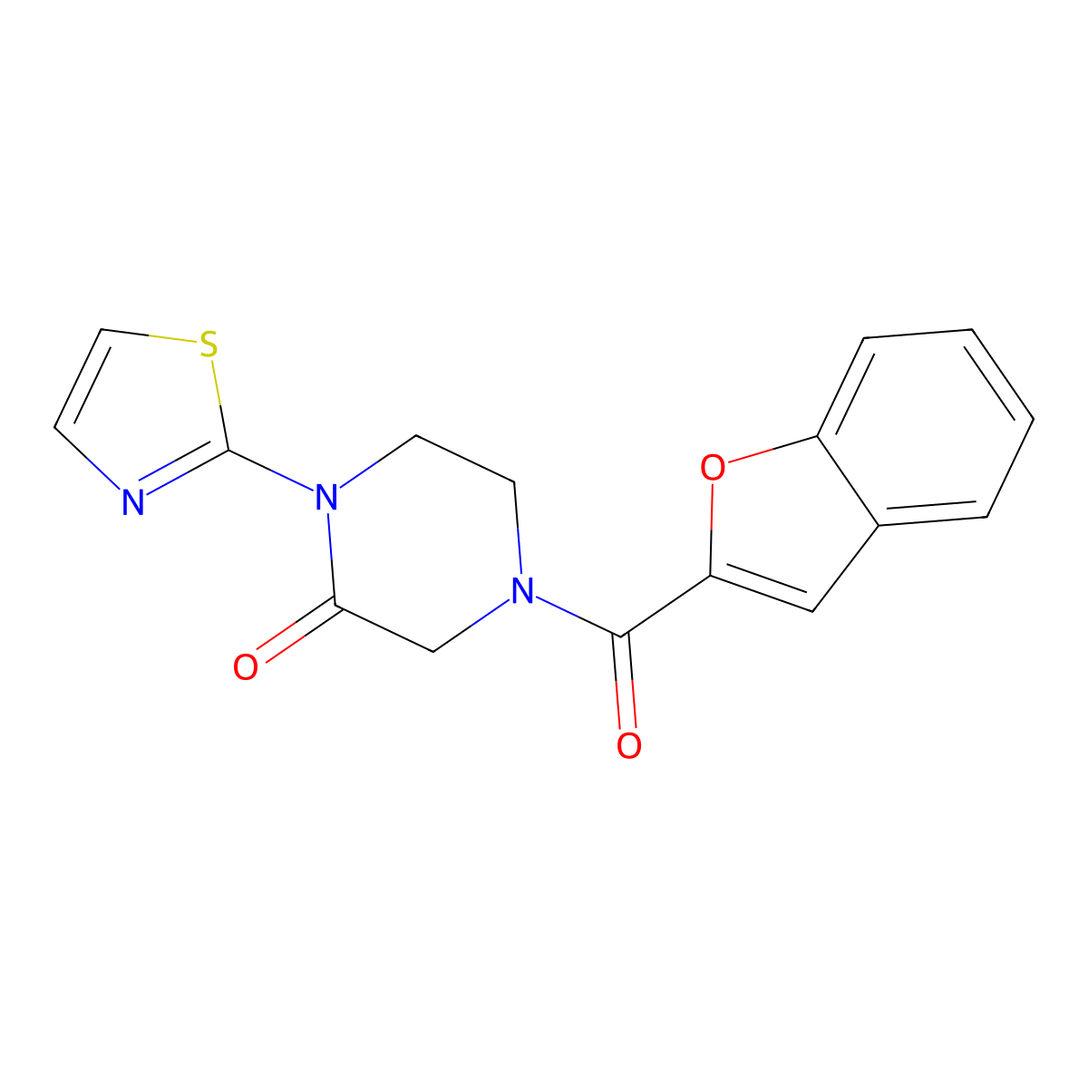 4-(1-Benzofuran-2-carbonyl)-1-(1,3-thiazol-2-yl)piperazin-2-one molecular structure, CAS 2310126-14-6