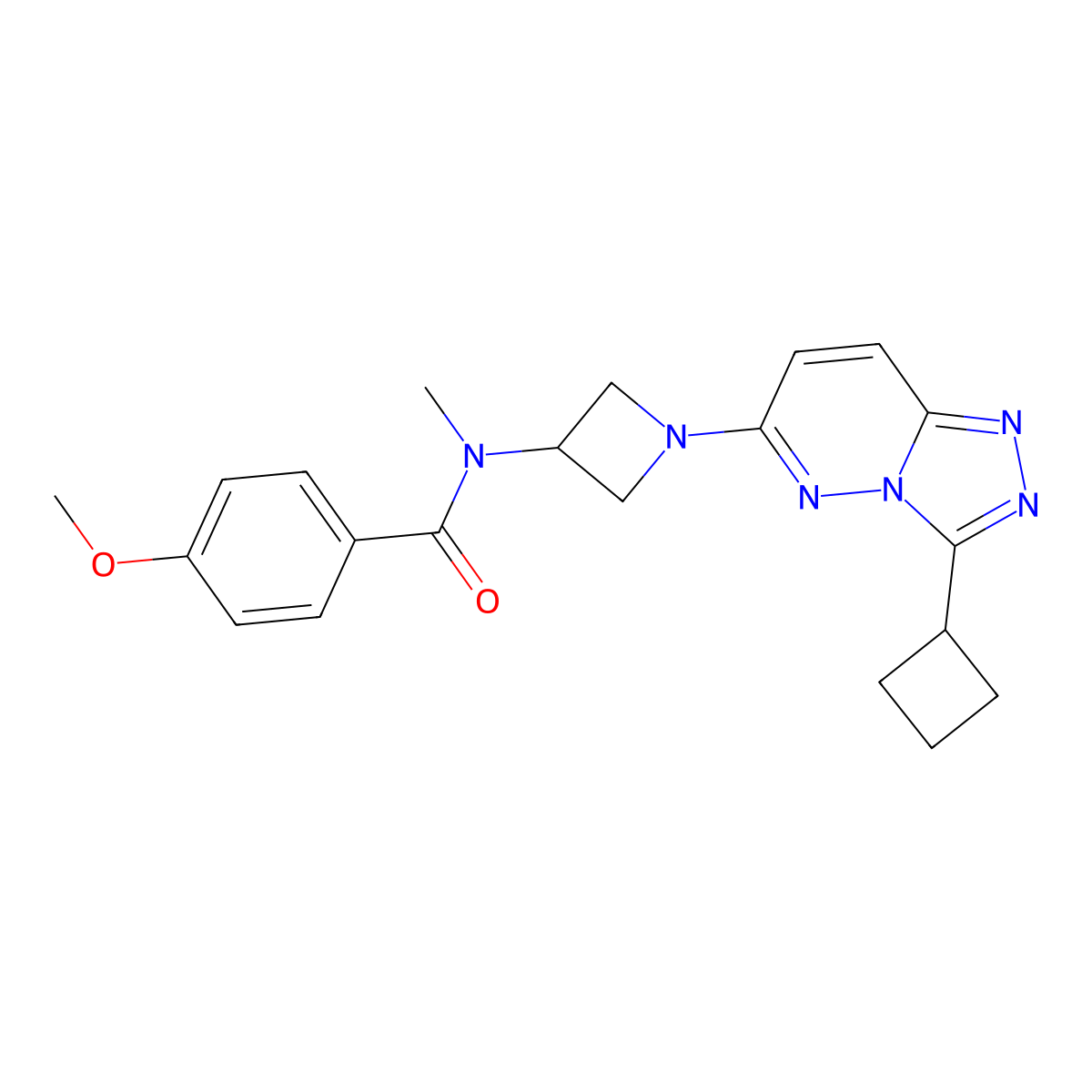 N-(1-(3-cyclobutyl-[1,2,4]triazolo[4,3-b]pyridazin-6-yl)azetidin-3-yl)-4-methoxy-N-methylbenzamide molecular structure, CAS 2310126-27-1