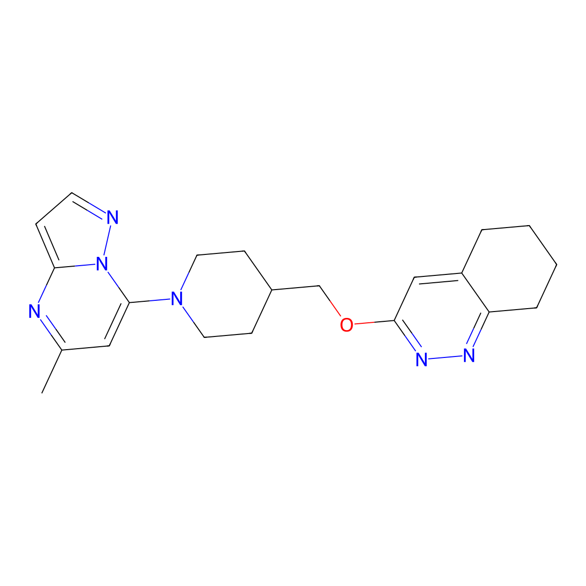 3-((1-(5-Methylpyrazolo[1,5-a]pyrimidin-7-yl)piperidin-4-yl)methoxy)-5,6,7,8-tetrahydrocinnoline molecular structure, CAS 2310126-35-1