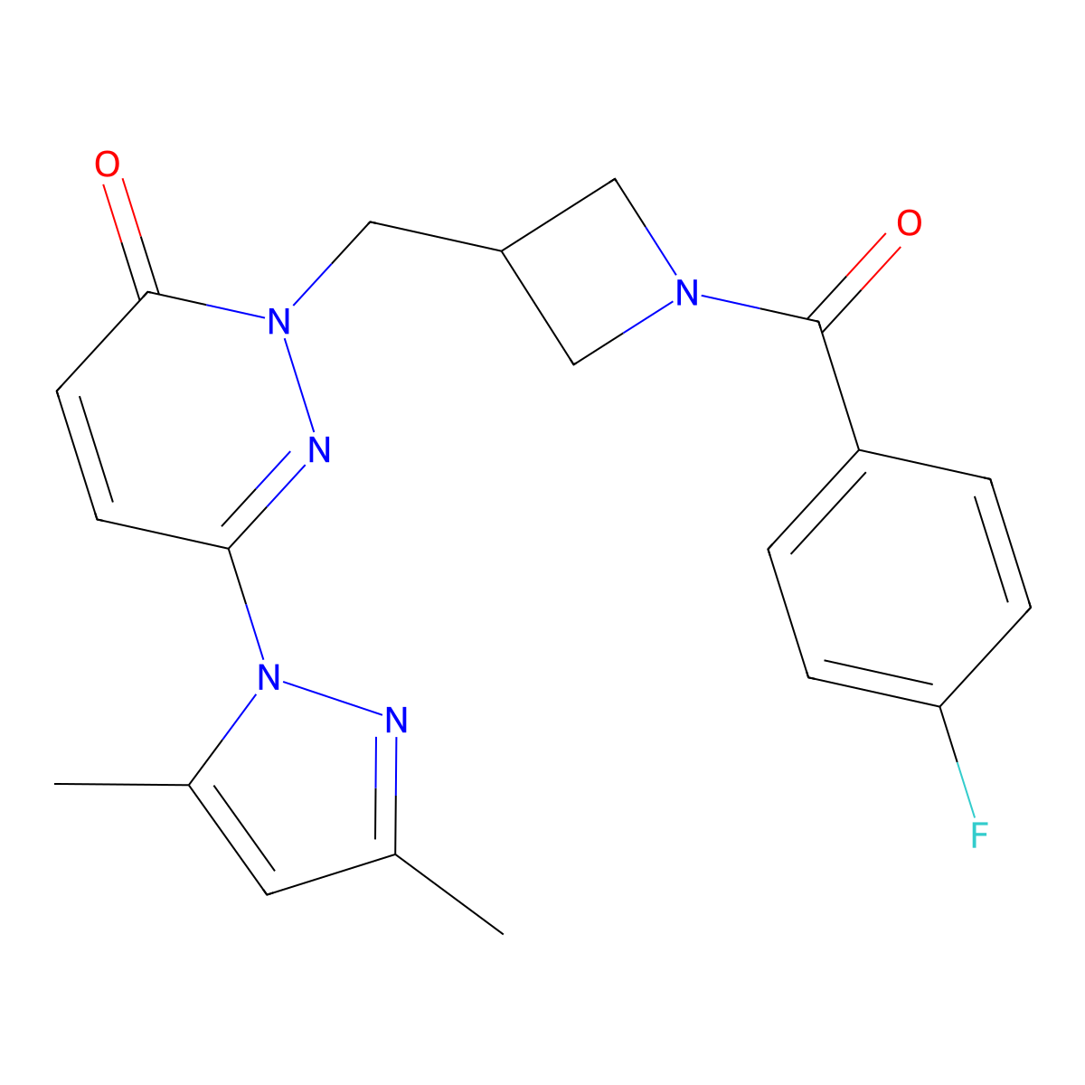 6-(3,5-dimethyl-1H-pyrazol-1-yl)-2-{[1-(4-fluorobenzoyl)azetidin-3-yl]methyl}-2,3-dihydropyridazin-3-one molecular structure, CAS 2310126-40-8