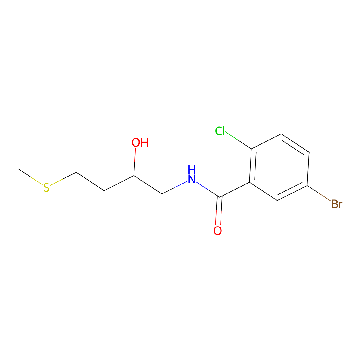 5-bromo-2-chloro-N-[2-hydroxy-4-(methylsulfanyl)butyl]benzamide molecular structure, CAS 2310126-47-5