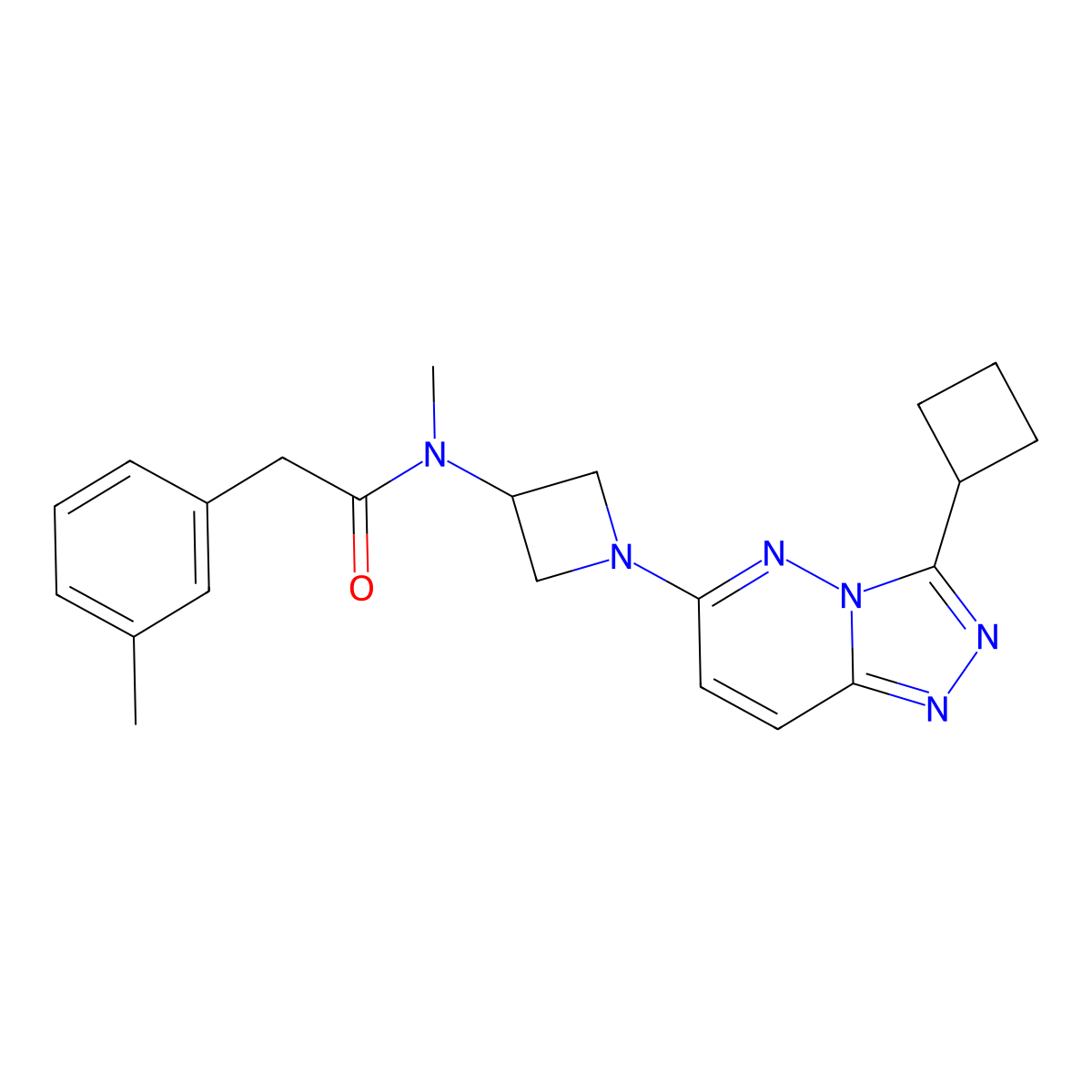 N-(1-{3-cyclobutyl-[1,2,4]triazolo[4,3-b]pyridazin-6-yl}azetidin-3-yl)-N-methyl-2-(3-methylphenyl)acetamide molecular structure, CAS 2310126-73-7