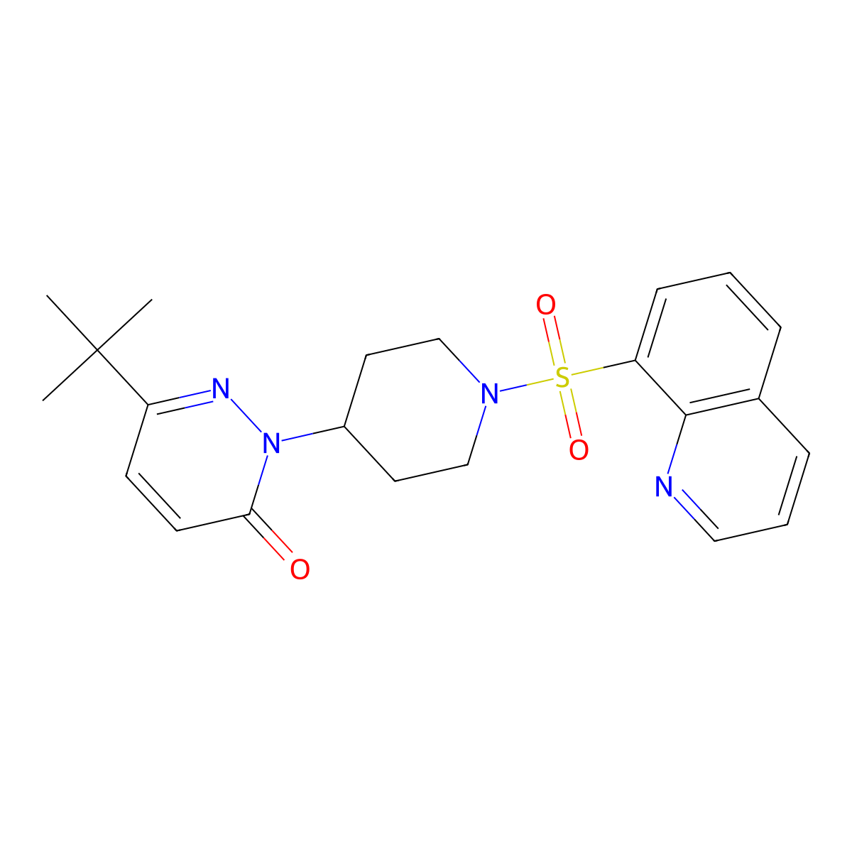 6-Tert-butyl-2-[1-(quinoline-8-sulfonyl)piperidin-4-yl]-2,3-dihydropyridazin-3-one molecular structure, CAS 2310126-92-0