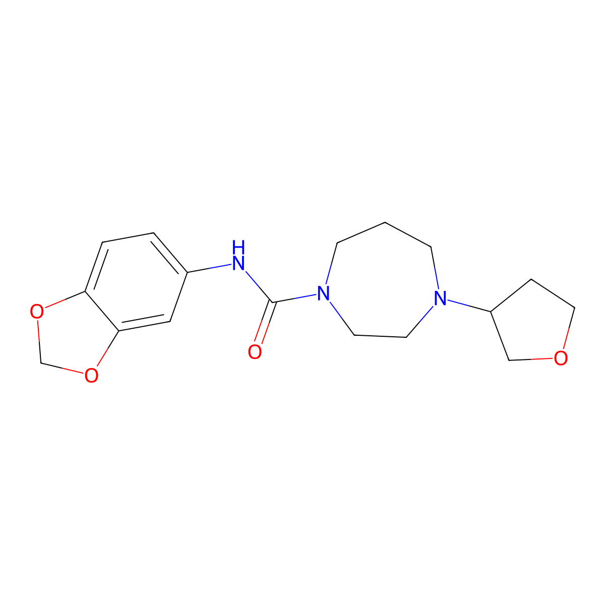 N-(2H-1,3-benzodioxol-5-yl)-4-(oxolan-3-yl)-1,4-diazepane-1-carboxamide molecular structure, CAS 2310126-99-7