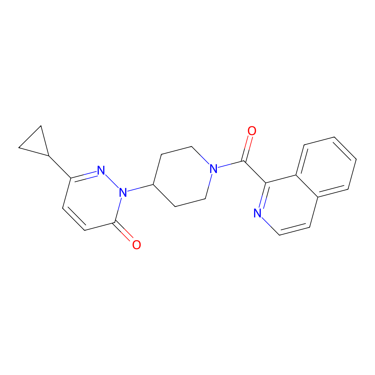 6-Cyclopropyl-2-[1-(isoquinoline-1-carbonyl)piperidin-4-yl]-2,3-dihydropyridazin-3-one molecular structure, CAS 2310127-09-2