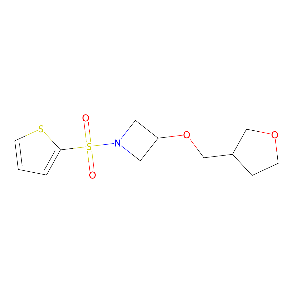 3-[(Oxolan-3-yl)methoxy]-1-(thiophene-2-sulfonyl)azetidine molecular structure, CAS 2310127-17-2
