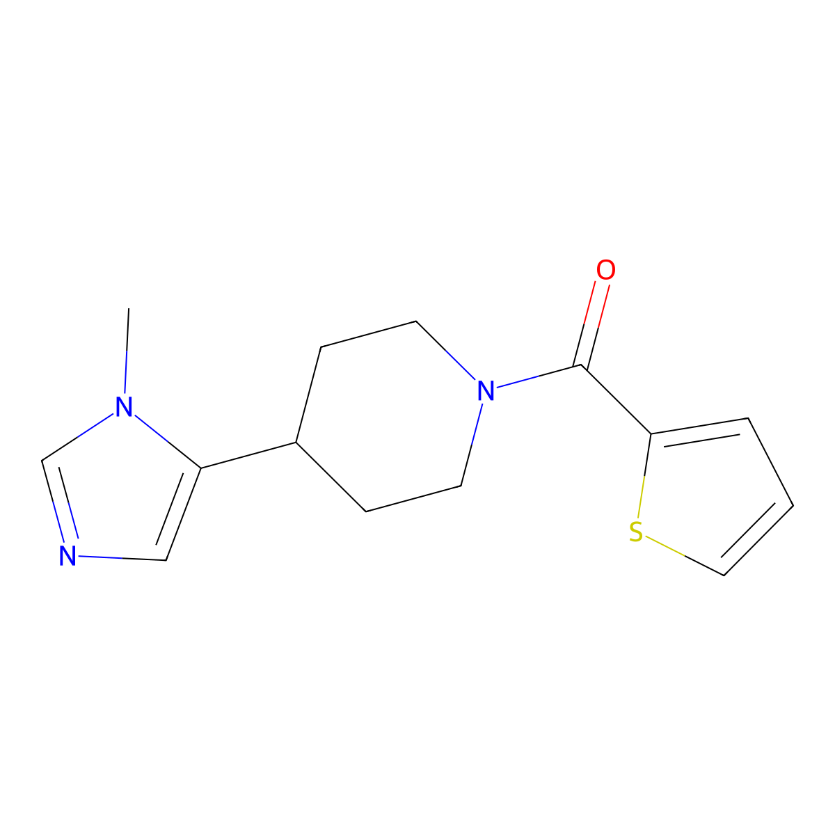 4-(1-methyl-1H-imidazol-5-yl)-1-(thiophene-2-carbonyl)piperidine molecular structure, CAS 2310127-20-7