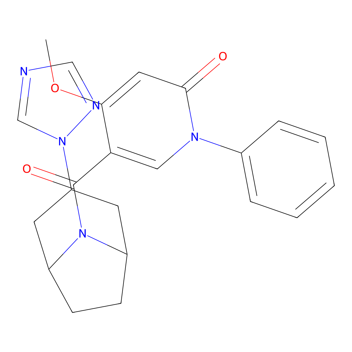 4-methoxy-1-phenyl-5-[3-(1H-1,2,4-triazol-1-yl)-8-azabicyclo[3.2.1]octane-8-carbonyl]-1,2-dihydropyridin-2-one molecular structure, CAS 2310127-41-2