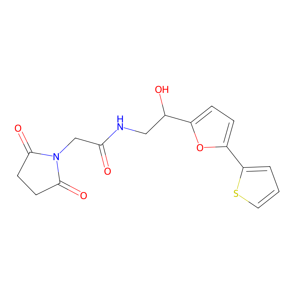 2-(2,5-dioxopyrrolidin-1-yl)-N-{2-hydroxy-2-[5-(thiophen-2-yl)furan-2-yl]ethyl}acetamide molecular structure, CAS 2310127-62-7