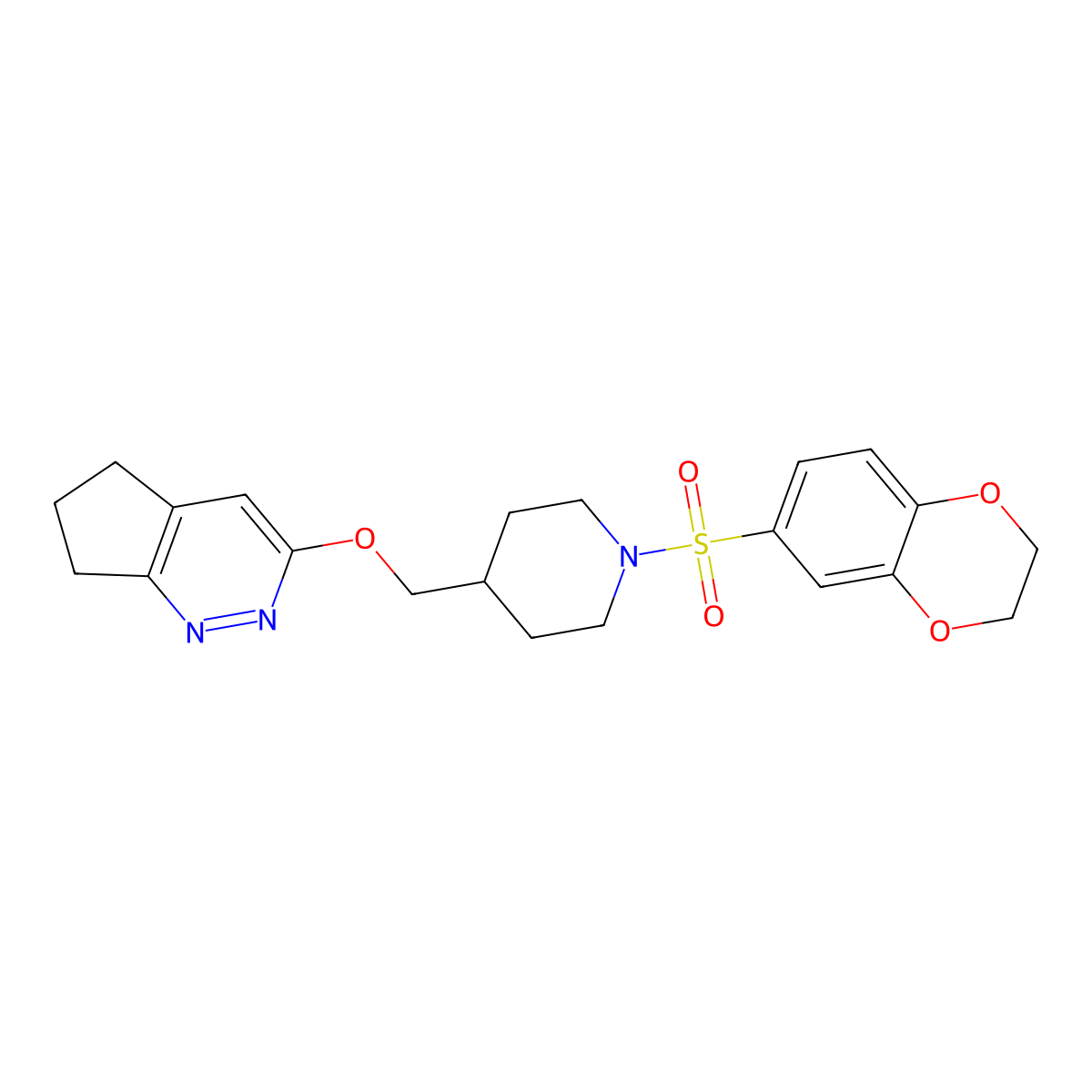 4-({5H,6H,7H-cyclopenta[c]pyridazin-3-yloxy}methyl)-1-(2,3-dihydro-1,4-benzodioxine-6-sulfonyl)piperidine molecular structure, CAS 2310127-76-3