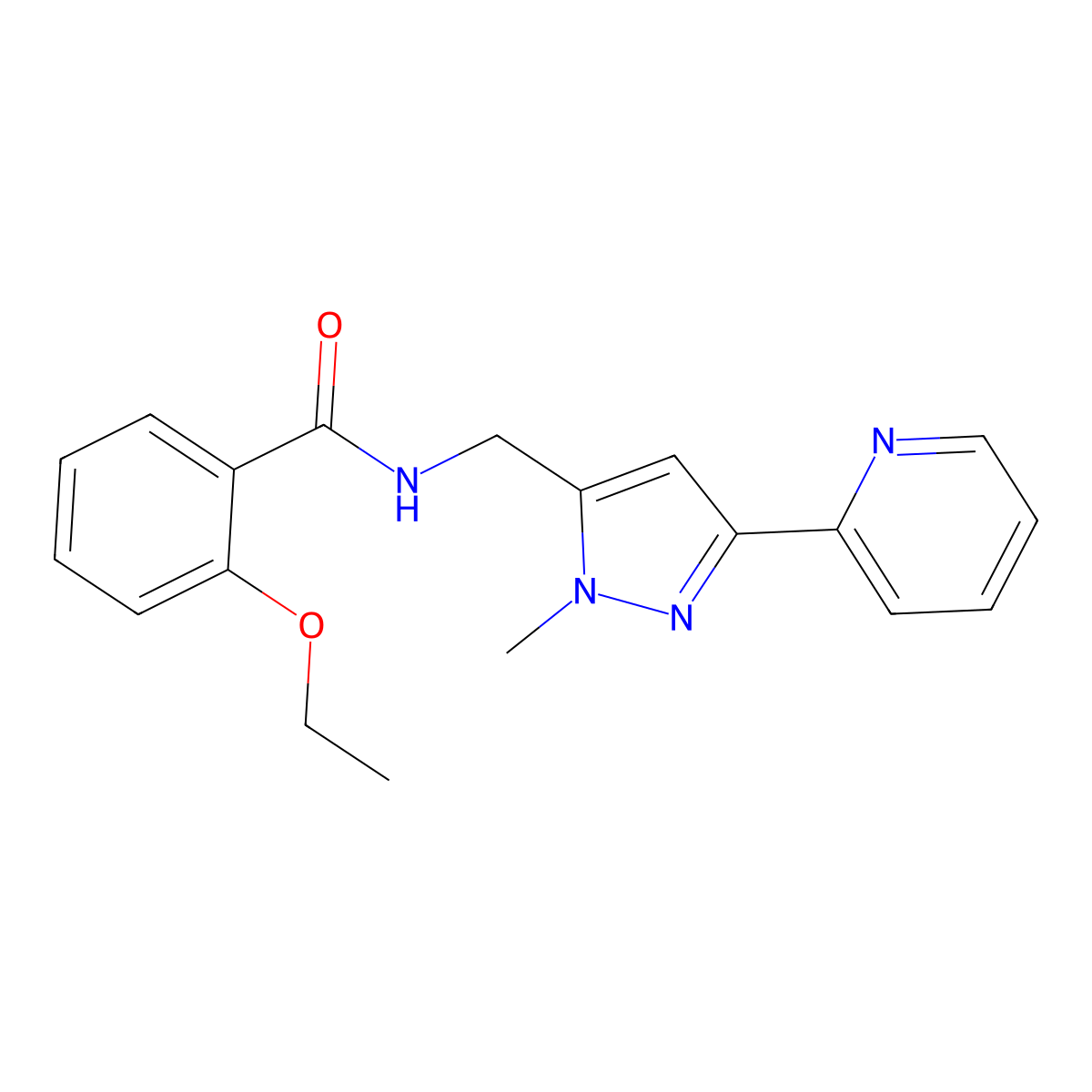 2-ethoxy-N-{[1-methyl-3-(pyridin-2-yl)-1H-pyrazol-5-yl]methyl}benzamide molecular structure, CAS 2310127-97-8
