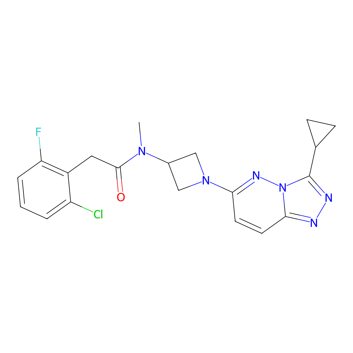 2-(2-chloro-6-fluorophenyl)-N-(1-(3-cyclopropyl-[1,2,4]triazolo[4,3-b]pyridazin-6-yl)azetidin-3-yl)-N-methylacetamide molecular structure, CAS 2310128-01-7