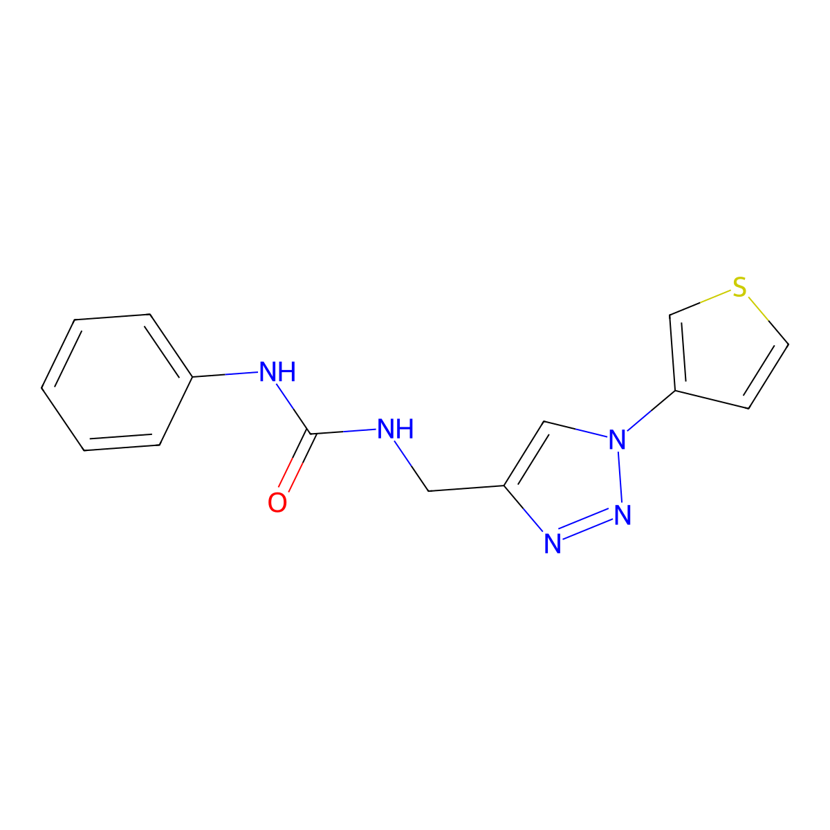 1-phenyl-3-{[1-(thiophen-3-yl)-1H-1,2,3-triazol-4-yl]methyl}urea molecular structure, CAS 2310128-13-1