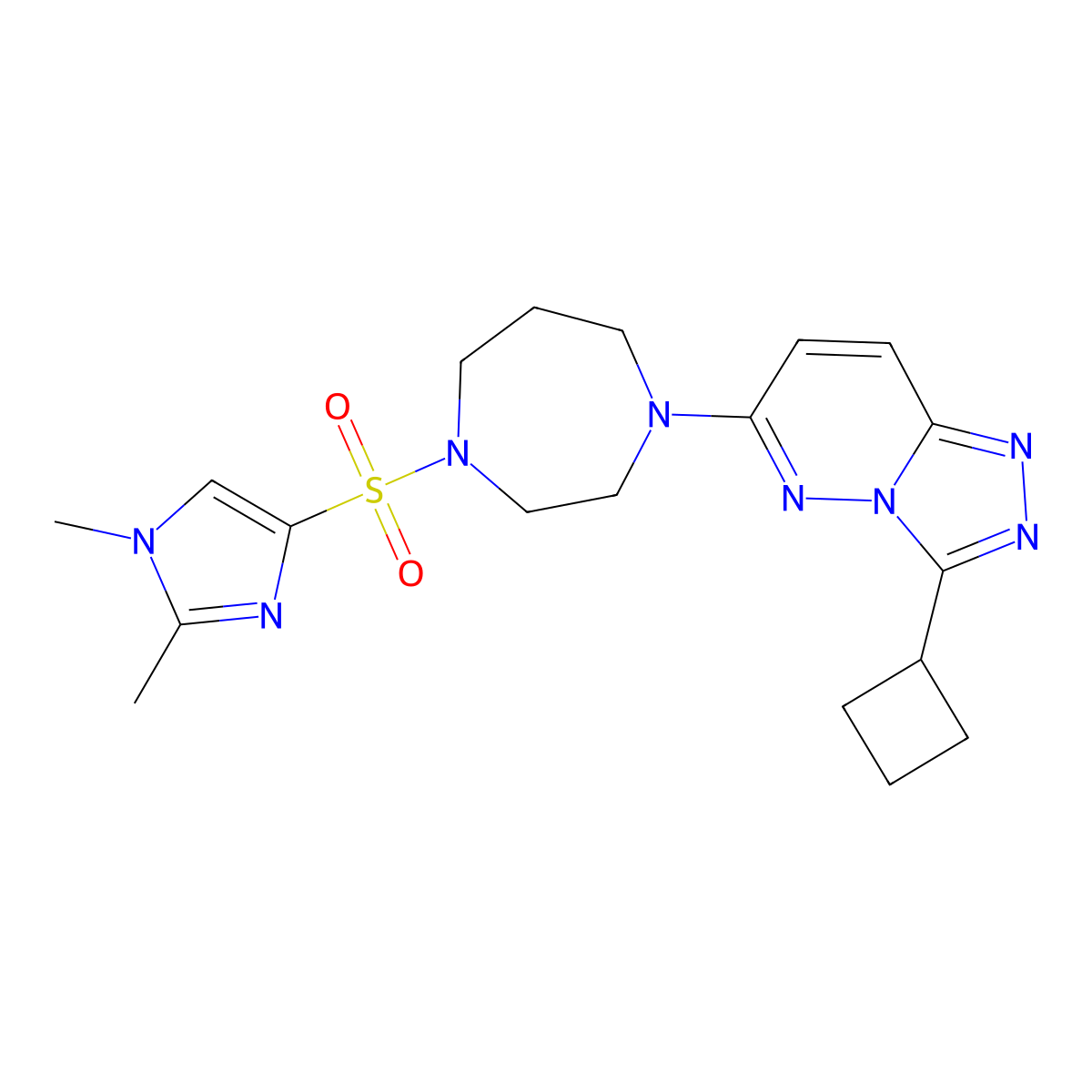 1-{3-cyclobutyl-[1,2,4]triazolo[4,3-b]pyridazin-6-yl}-4-[(1,2-dimethyl-1H-imidazol-4-yl)sulfonyl]-1,4-diazepane molecular structure, CAS 2310128-23-3