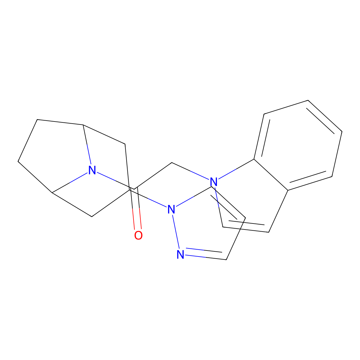 2-(1H-indol-1-yl)-1-[3-(1H-pyrazol-1-yl)-8-azabicyclo[3.2.1]octan-8-yl]ethan-1-one molecular structure, CAS 2310128-43-7